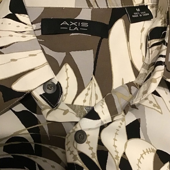 Axis Beach Hawaiian Style Button Down Short Sleeve Silk Shirt - Picture 3 of 3